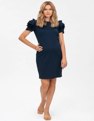 Made in Italy CAPRI Maternity Dress in Milano Stitch Navy